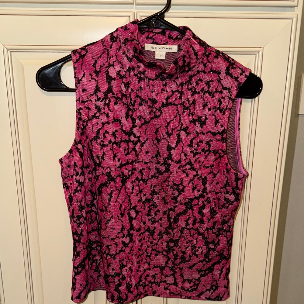 Vintage St. John Vibrant Pink and Black Tank Top